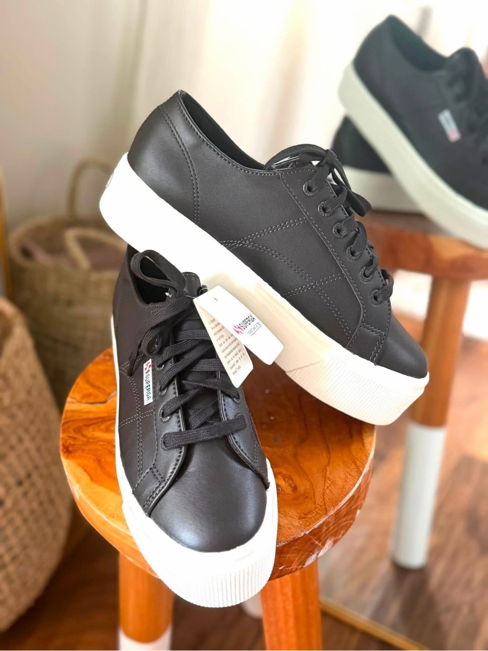 Superga Black Low-Top Platform Sneakers